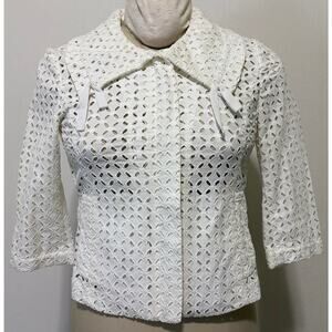 Ann Taylor Loft NWT Eyelet Lace Crochet Jacket Full Zipper Size 0P Petite $90